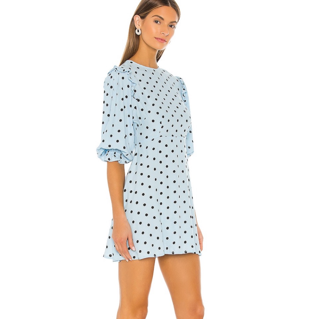 Faithfull The Brand Edwina Mini Polka Dot Dress